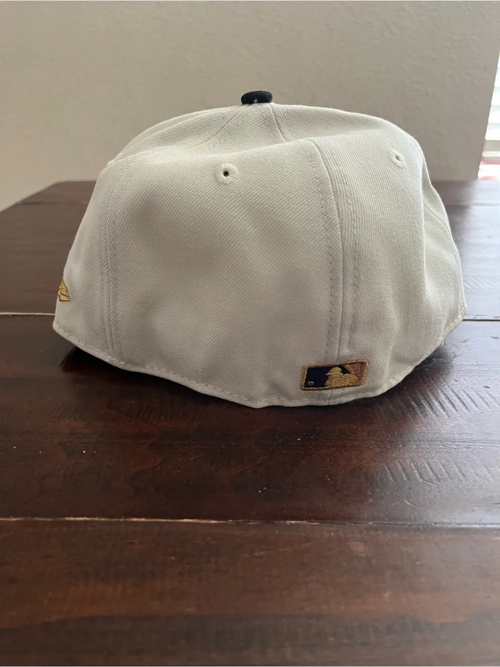 Adult Two-Tone White and Black Baseball Cap with Gold T Patch - Texas Rangers